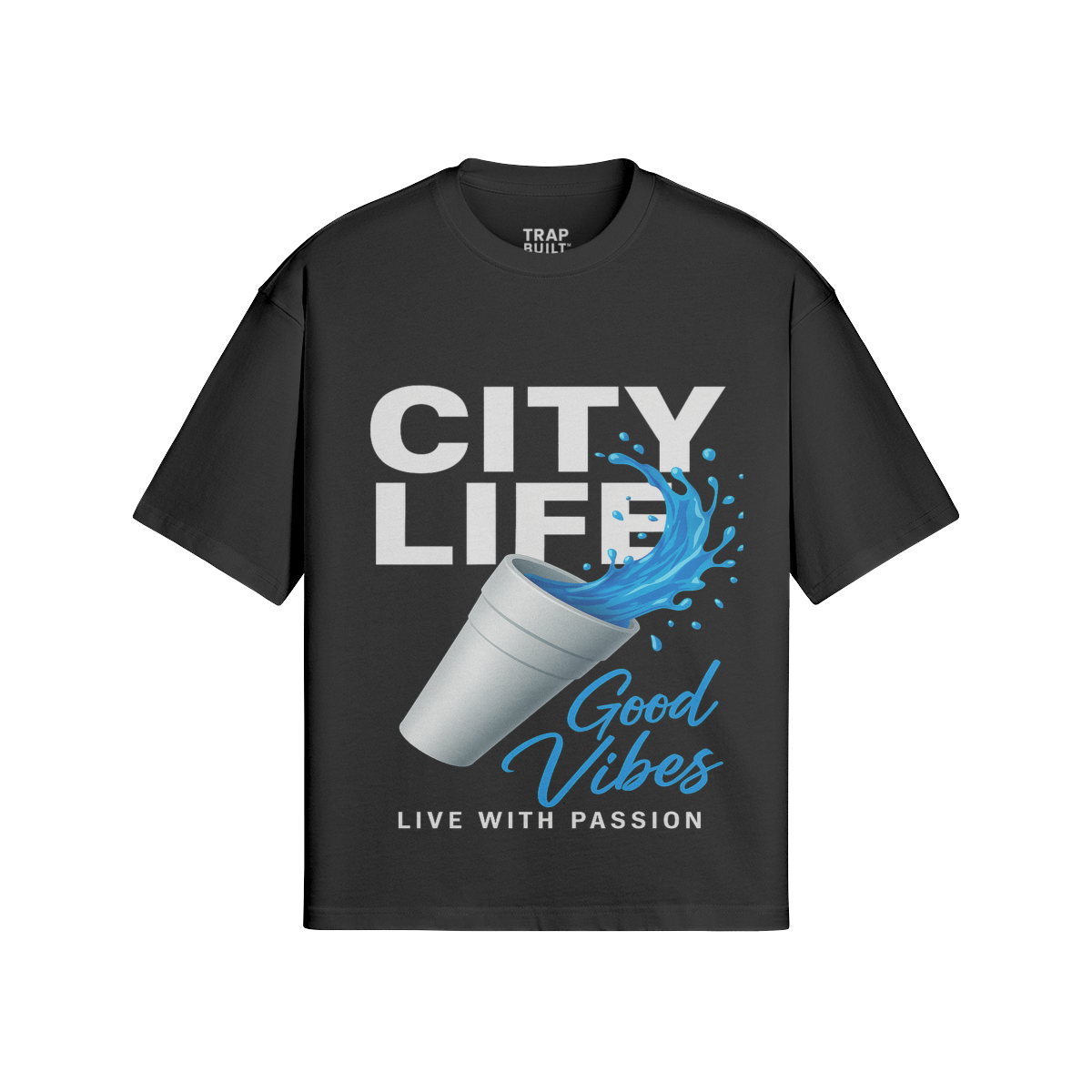 City Life ’Good Vibes’ Graphic Tee - Black / S - Graphic Tees