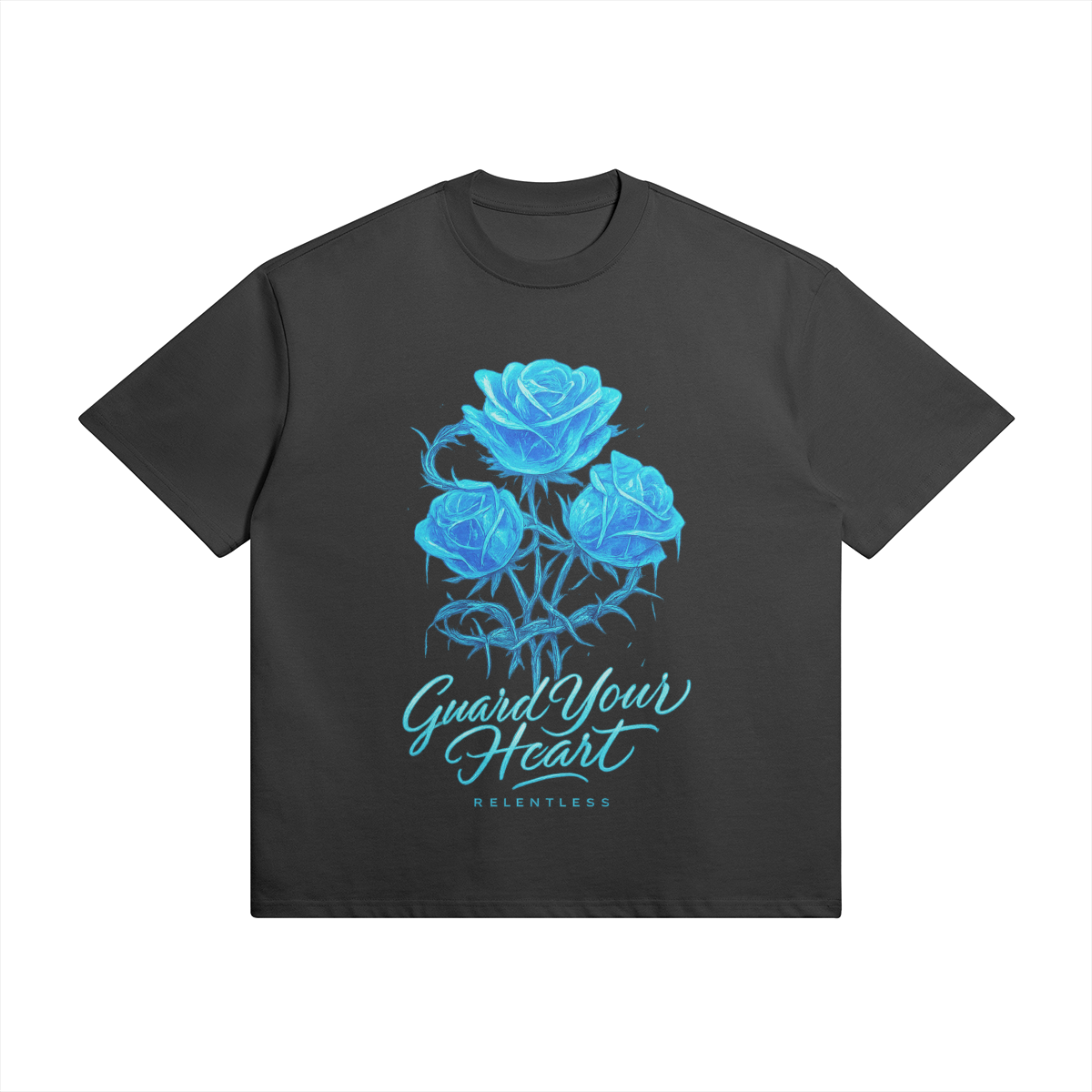 Guard Your Heart’ Blue Rose Graphic Tee - BLACK - Black / XS - Graphic Tees