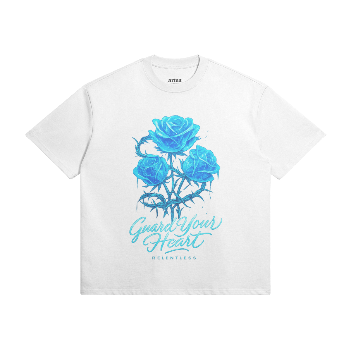 Guard Your Heart’ Blue Rose Graphic Tee - Off White / XS - Hoodies