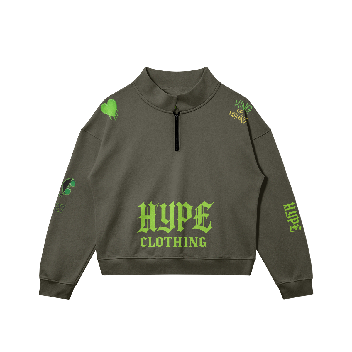 King of Nothing Quarter-Zip Sweatshirt - GREEN - Sweatshirt