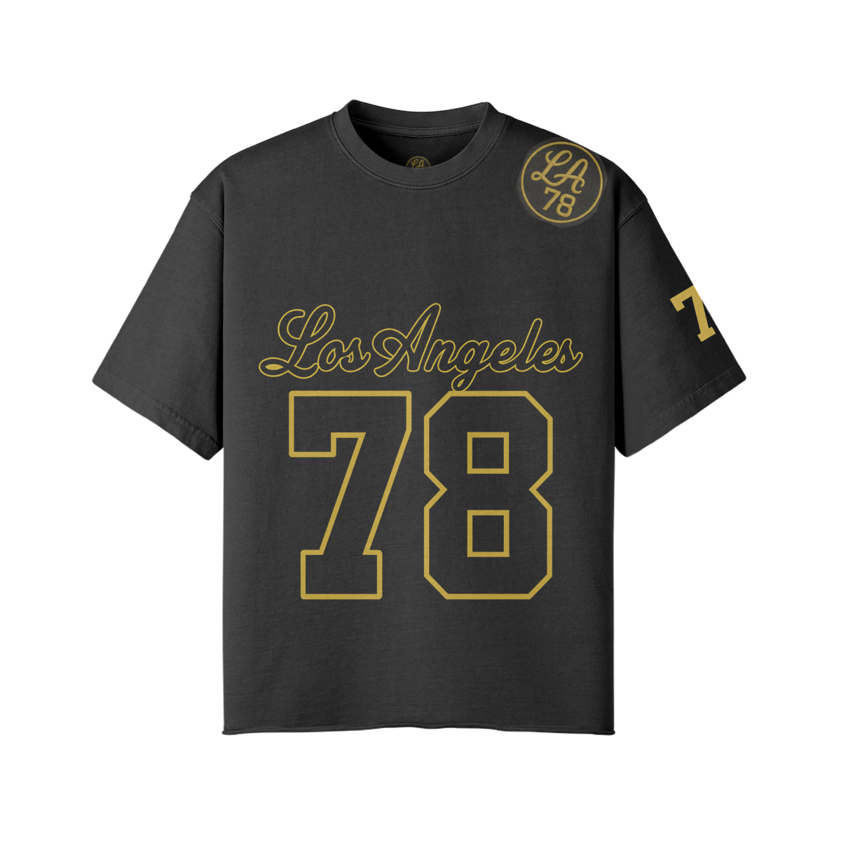 LA 78 Oversized Graphic T-Shirt - FADED BLACK - Faded Black / S - Graphic Tees