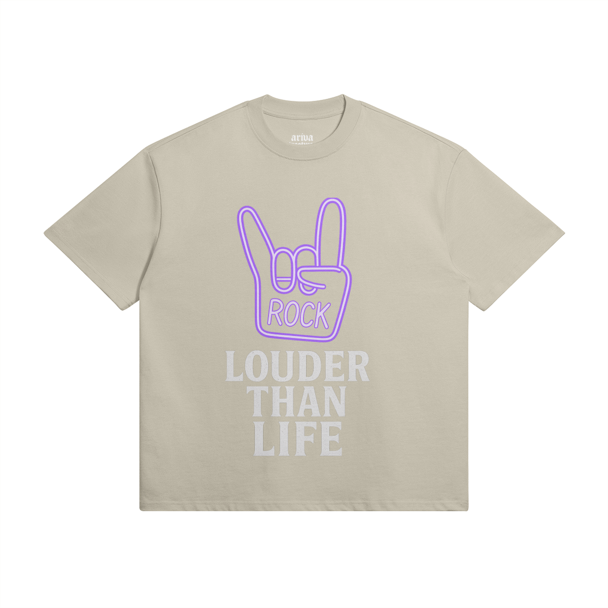 Louder Than Life Rock T-Shirt - BEIGE - Graphic Tees