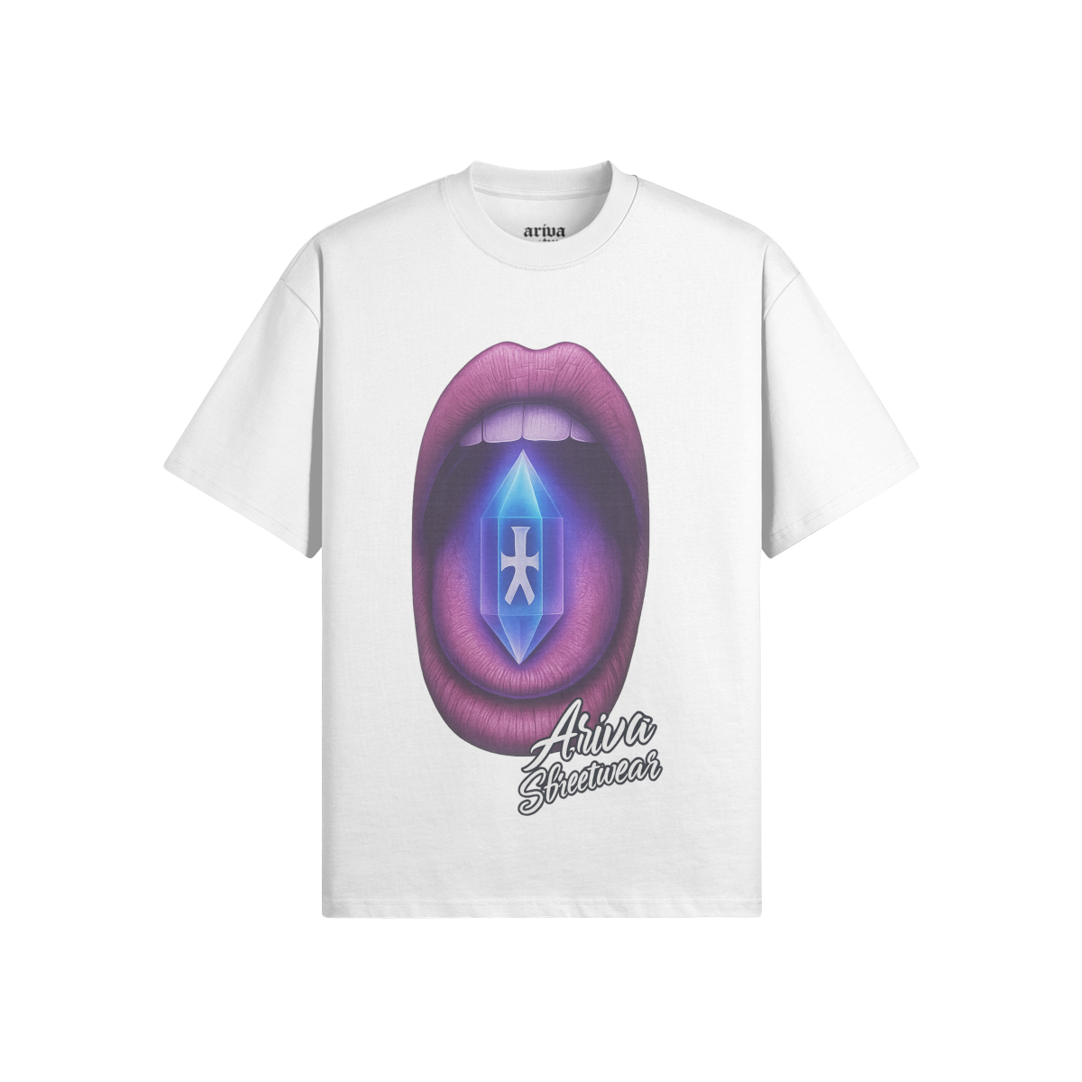 Neon Mouth Crystal Tee - Off White / XS - Graphic Tees