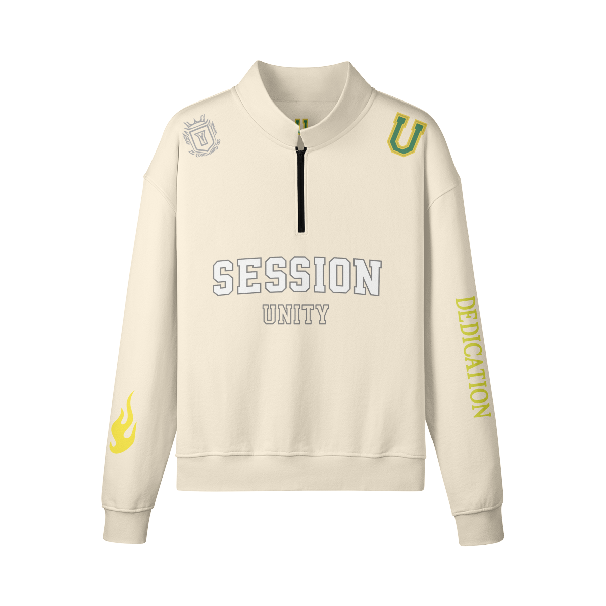 SESSION UNITY Quarter-Zip Pullover - CREAM - Rice Apricot / S - Sweatshirt