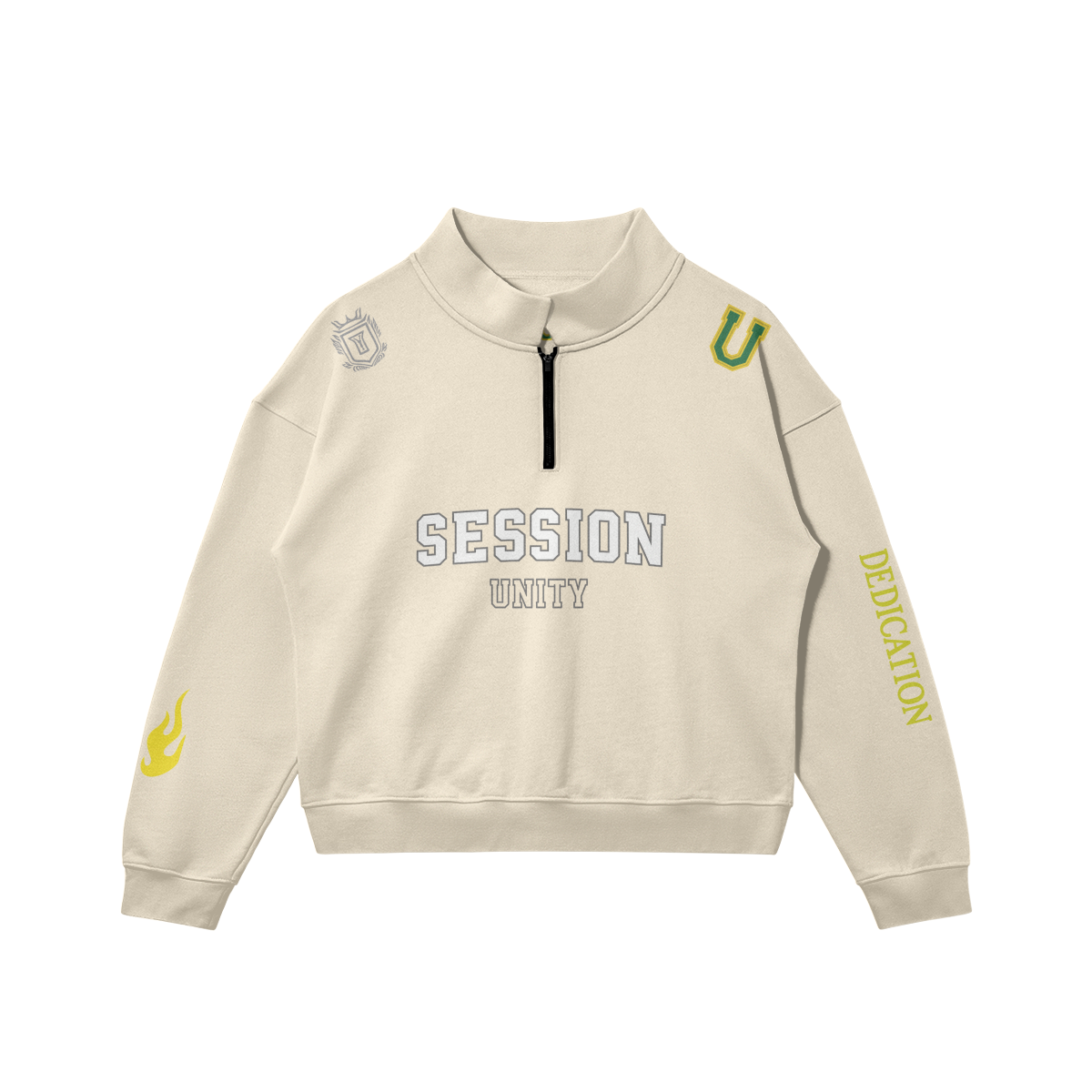 SESSION UNITY Quarter-Zip Pullover - CREAM - Sweatshirt