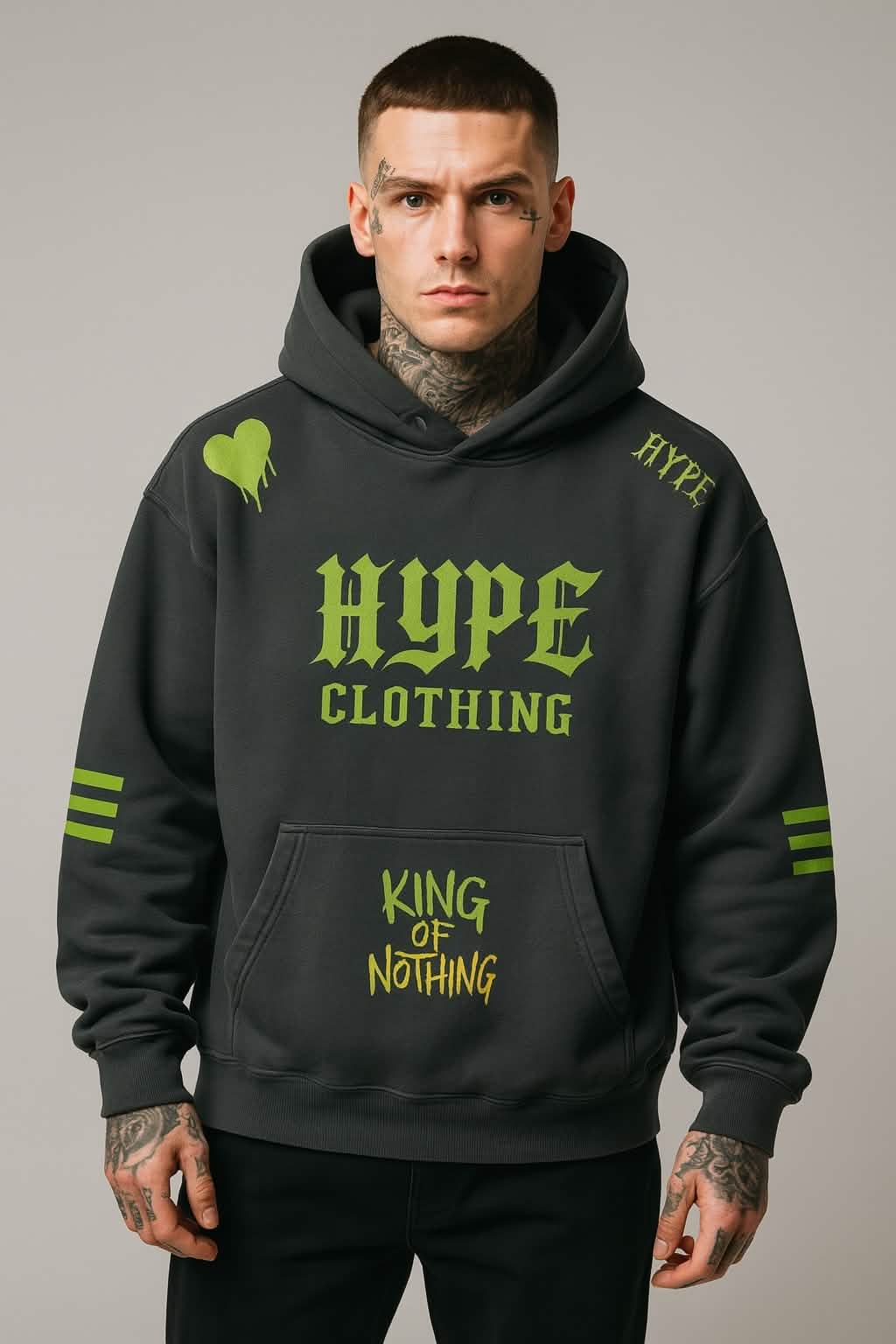 Crownless King Graphic Hoodie – Gray - Hoodies