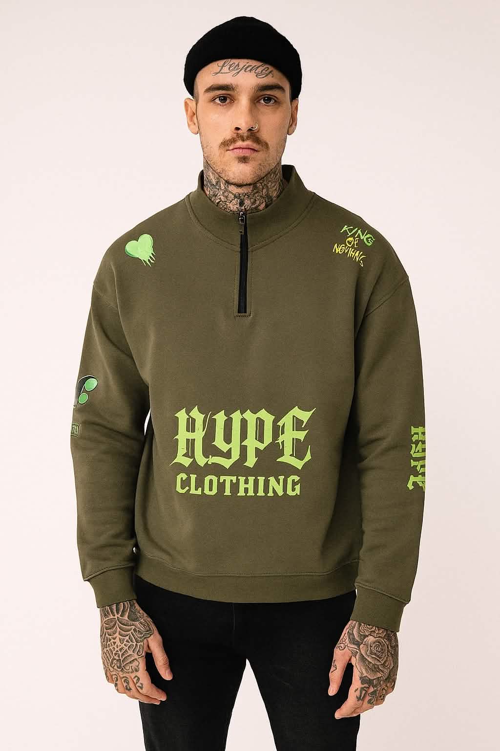 King of Nothing Quarter-Zip Sweatshirt - GREEN - Sweatshirt