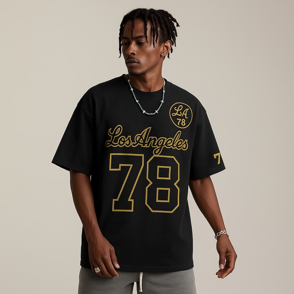 LA 78 Oversized Graphic T-Shirt - FADED BLACK - Graphic Tees